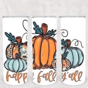 Fall Pumpkin Tumbler with Straw